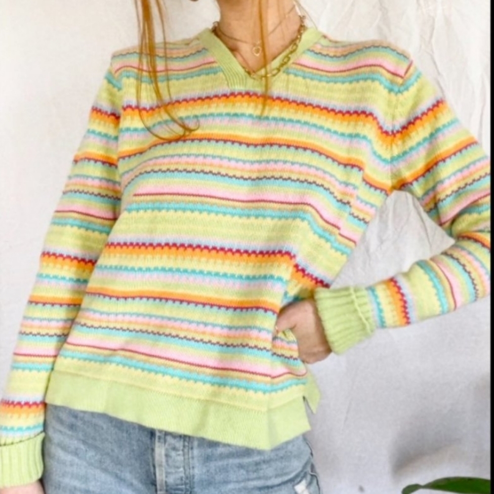 Talbot's vintage style rainbow striped sweater